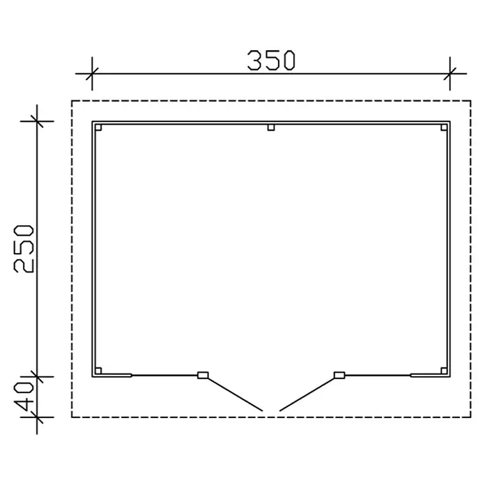 Skan Holz Gartenhaus Ostende - B x T: 390 x 310 cm, Holz, 8,75 m², Wandstärke: 28 mm, Natur - Skizze