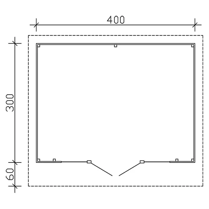 Skan Holz Gartenhaus Ostende - B x T: 440 x 380 cm, Holz, 12 m², Wandstärke: 28 mm, Natur - Skizze