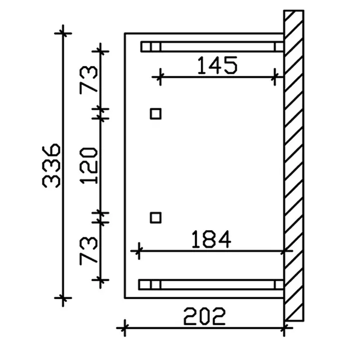 Skan Holz Vordach Paderborn 8 - L x T: 336 cm x 202 cm, Natur - Skizze