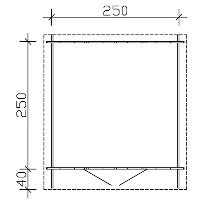 Skan Holz Gartenhaus Palma 2 - B x T: 280 x 305 cm, Holz, 6,25 m², Wandstärke: 28 mm - Skizze