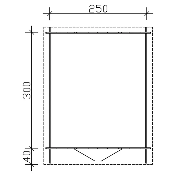 Skan Holz Gartenhaus Palma 3 - B x T: 280 x 355 cm, Holz, 7,5 m², Wandstärke: 28 mm - Skizze