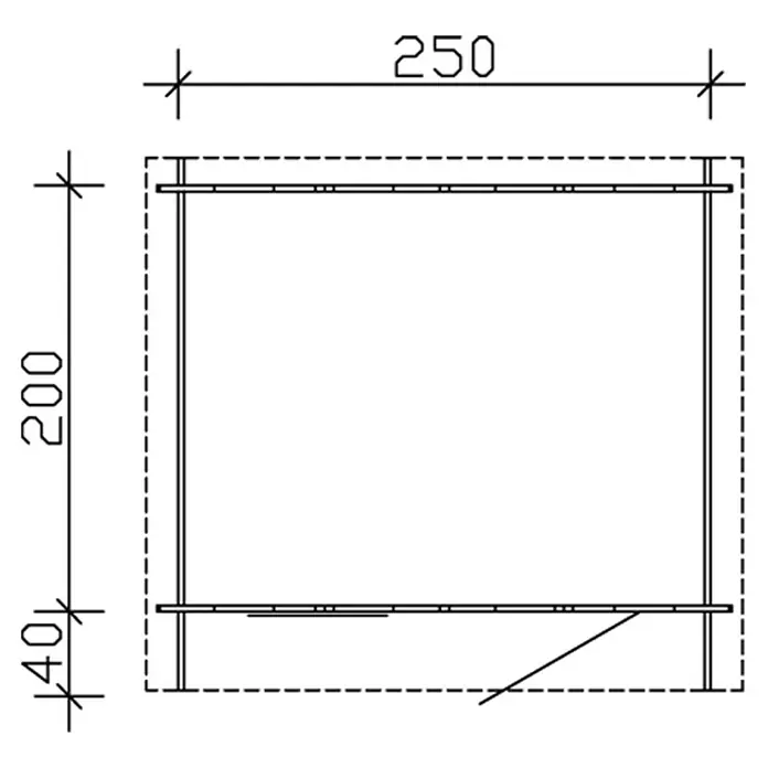 Skan Holz Gartenhaus Porto 1 - B x T: 280 x 255 cm, Holz, 5 m², Wandstärke: 28 mm - Skizze
