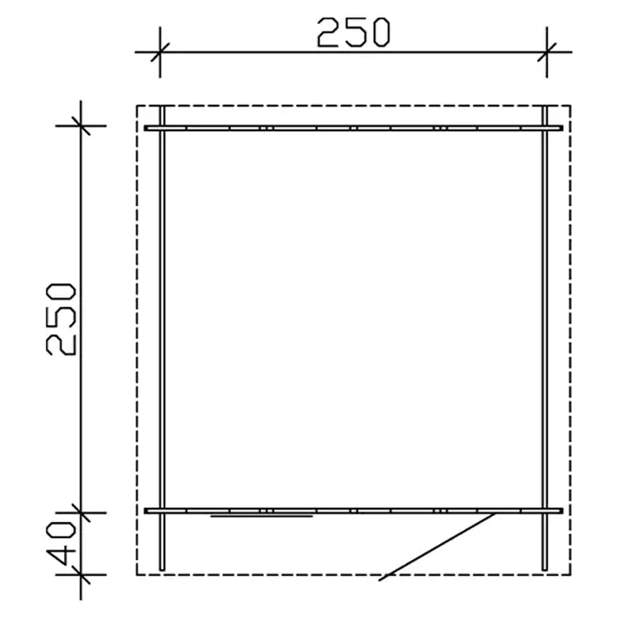 Skan Holz Gartenhaus Porto 2 - B x T: 280 x 305 cm, Holz, 6,25 m², Wandstärke: 28 mm - Skizze