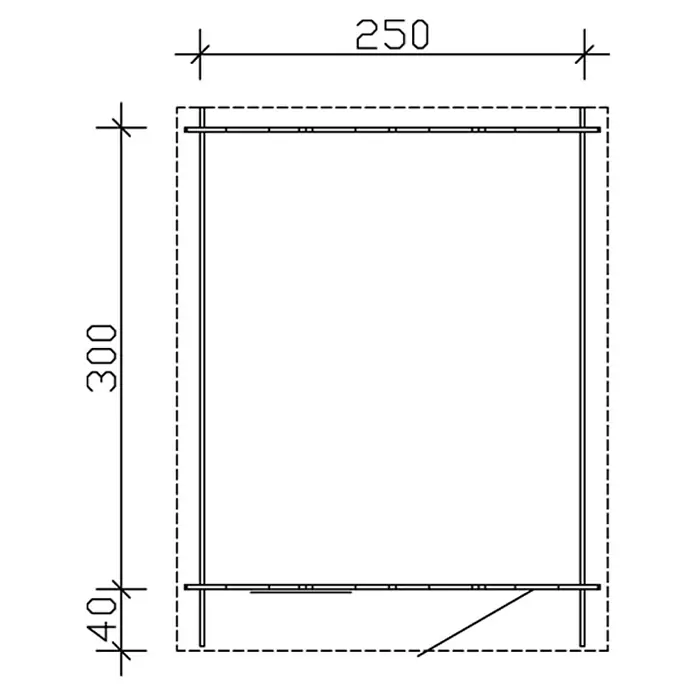 Skan Holz Gartenhaus Porto 3 - B x T: 280 x 355 cm, Holz, 7,5 m², Wandstärke: 28 mm - Skizze