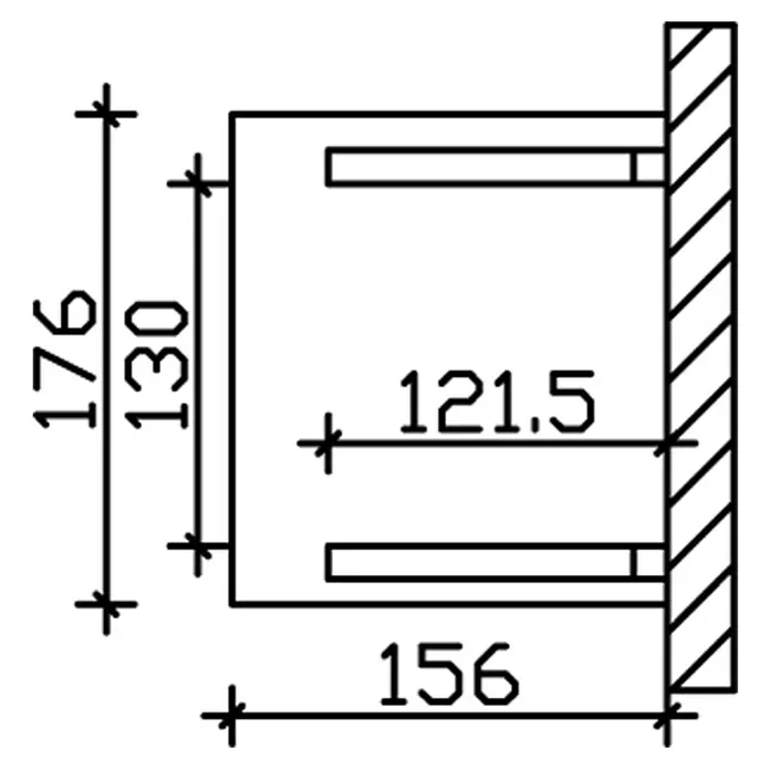 Skan Holz Vordach Potsdam 1 - B x T: 176 cm x 156 cm, Schiefergrau - Skizze