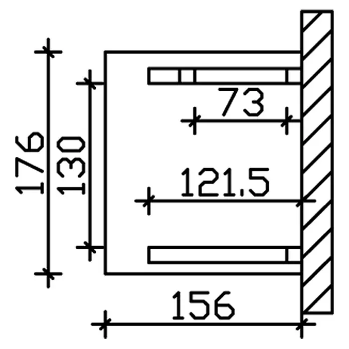 Skan Holz Vordach Potsdam 3 - B x T: 176 cm x 156 cm, Eiche Hell - Skizze