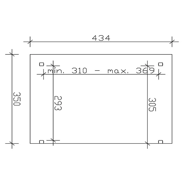 Skan Holz Terrassenüberdachung Sanremo - B x T: 434 x 350 cm, Eiche Hell, Fichtenholz - Skizze