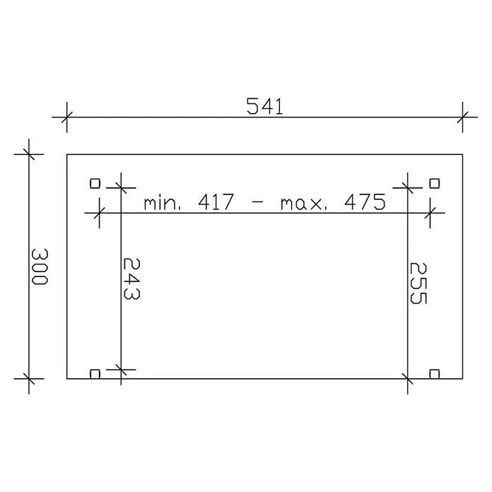 Skan Holz Terrassenüberdachung Sanremo - B x T: 541 x 300 cm, Eiche Hell, Fichtenholz - Skizze