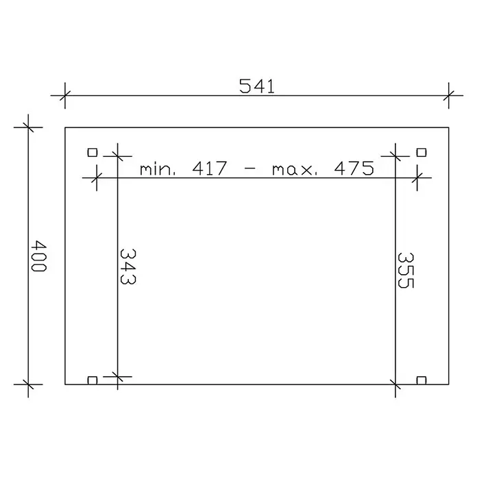 Skan Holz Terrassenüberdachung Sanremo - B x T: 541 x 400 cm, Eiche Hell, Fichtenholz - Skizze