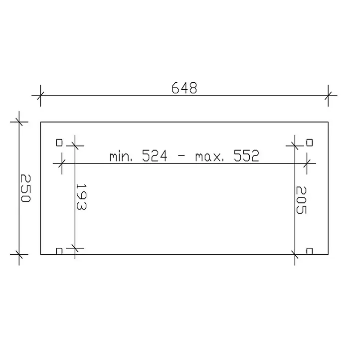 Skan Holz Terrassenüberdachung Sanremo - B x T: 648 x 250 cm, Weiß, Fichtenholz - Skizze