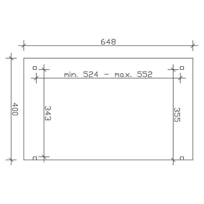 Skan Holz Terrassenüberdachung Sanremo - B x T: 648 x 400 cm, Eiche Hell, Fichtenholz - Skizze