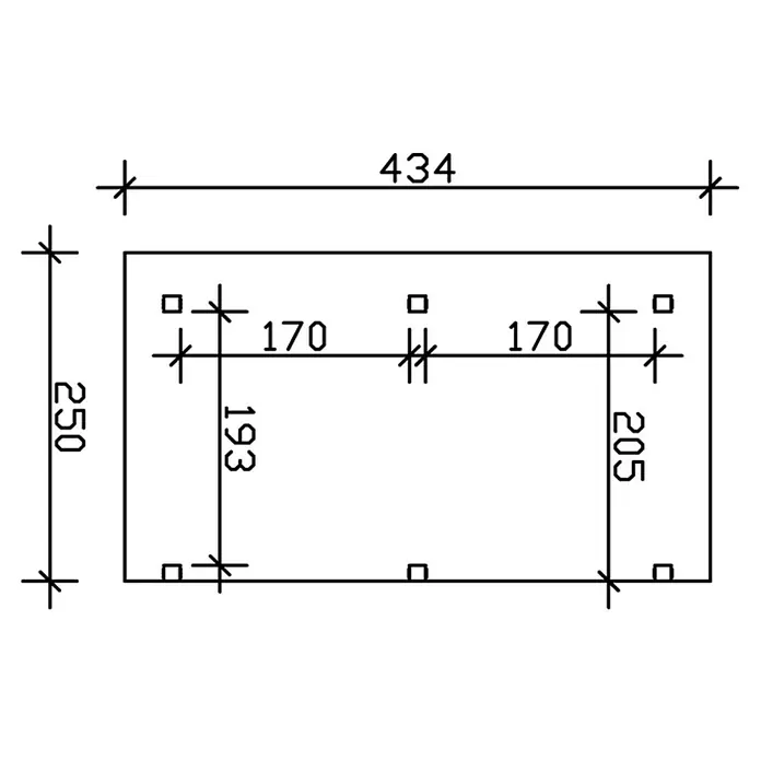 Skan Holz Terrassenüberdachung Siena - B x T: 434 x 250 cm, Fichtenholz, Eiche Hell - Skizze