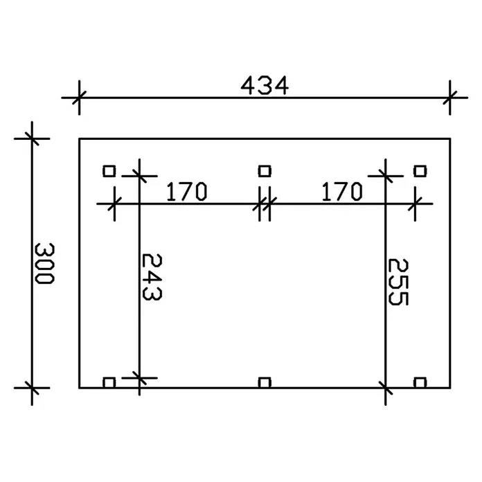 Skan Holz Terrassenüberdachung Siena - B x T: 434 x 300 cm, Fichtenholz, Schiefergrau - Skizze