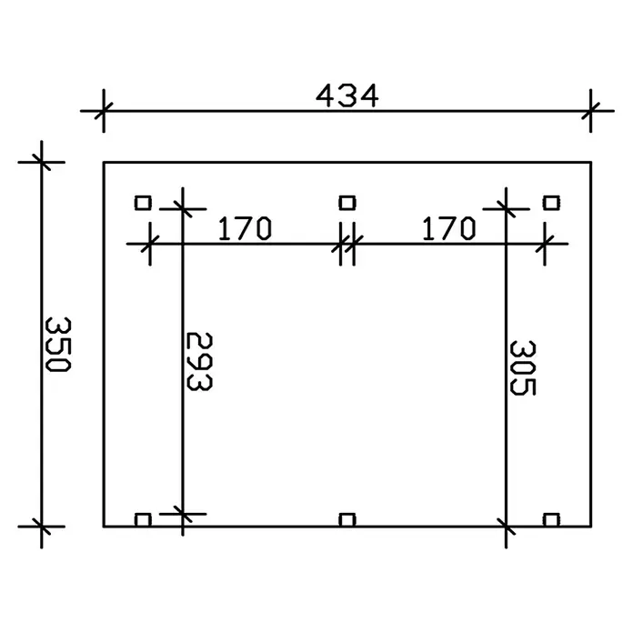 Skan Holz Terrassenüberdachung Siena - B x T: 434 x 350 cm, Fichtenholz, Natur - Skizze