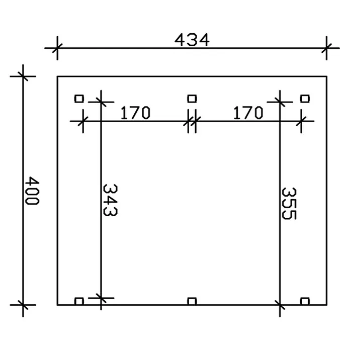 Skan Holz Terrassenüberdachung Siena - B x T: 434 x 400 cm, Fichtenholz, Weiß - Skizze