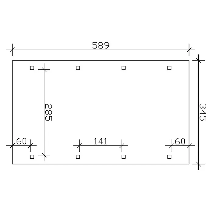 Skan Holz Carport Spreewald - L x B: 589 x 345 cm, Einfahrtshöhe: 206 cm, Nussbaum/Rot, Aluminium-Dachplatten - Skizze