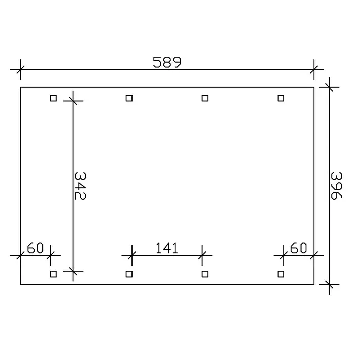 Skan Holz Carport Spreewald - L x B: 589 x 396 cm, Einfahrtshöhe: 209 cm, Nussbaum/Rot, Aluminium-Dachplatten - Skizze
