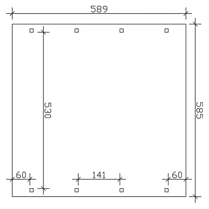 Skan Holz Doppelcarport Spreewald - L x B: 589 x 585 cm, Einfahrtshöhe: 215 cm, Grün/Schwarz, Dachschalung mit EPDM-Folie - Skizze