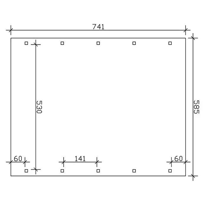 Skan Holz Doppelcarport Spreewald - L x B: 741 x 585 cm, Einfahrtshöhe: 215 cm, Nussbaum/Rot, Dachschalung mit EPDM-Folie - Skizze