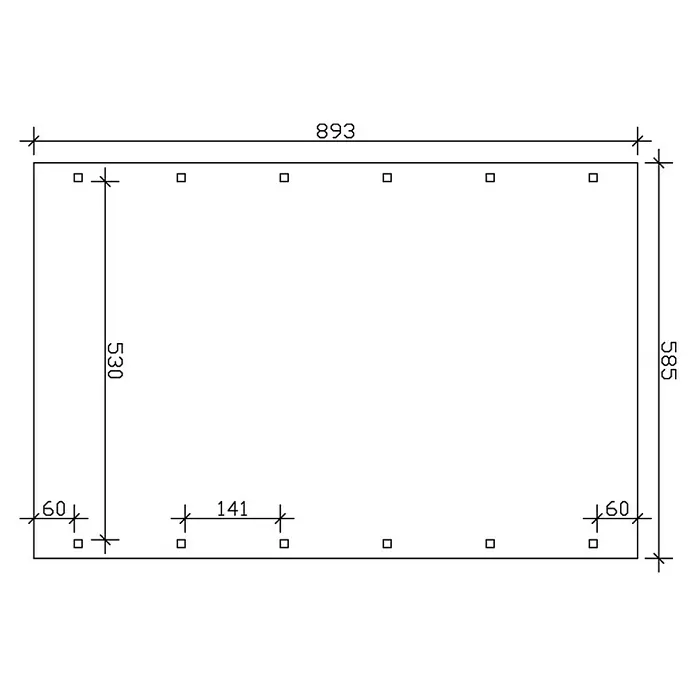 Skan Holz Doppelcarport Spreewald - L x B: 893 x 585 cm, Einfahrtshöhe: 215 cm, Grün/Rot, Dachschalung mit EPDM-Folie - Skizze