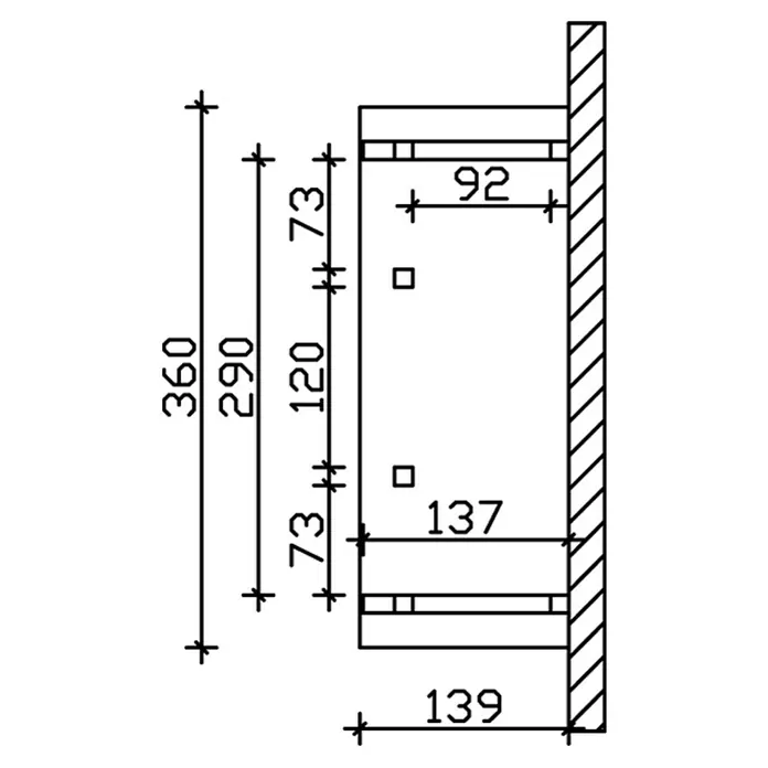 Skan Holz Vordach Stralsund 5 - L x T: 360 cm x 139 cm, Eiche Hell - Skizze