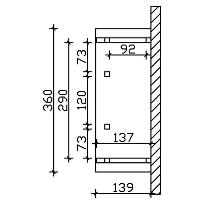 Skan Holz Vordach Stralsund 6 - L x T: 360 cm x 139 cm, Natur - Skizze