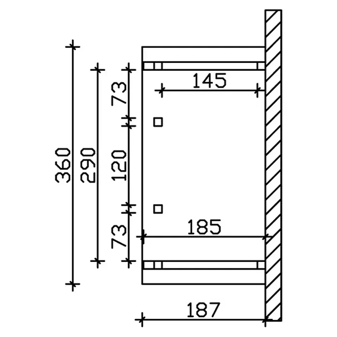 Skan Holz Vordach Stralsund 8 - L x T: 360 cm x 187 cm, Natur - Skizze