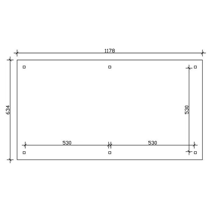 Skan Holz Carport Taunus - L x B: 634 x 1.176 cm, Einfahrtshöhe: 220 cm, Natur - Skizze