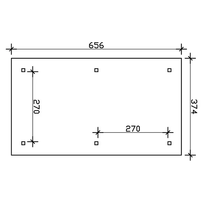 Skan Holz Carport Taunus - L x B: 656 x 374 cm, Einfahrtshöhe: 218 cm, Nussbaum - Skizze