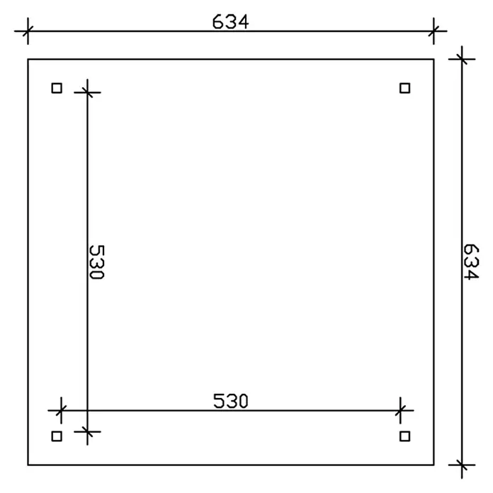 Skan Holz Doppelcarport Taunus - L x B: 634 x 634 cm, Einfahrtshöhe: 220 cm, Weiß - Skizze