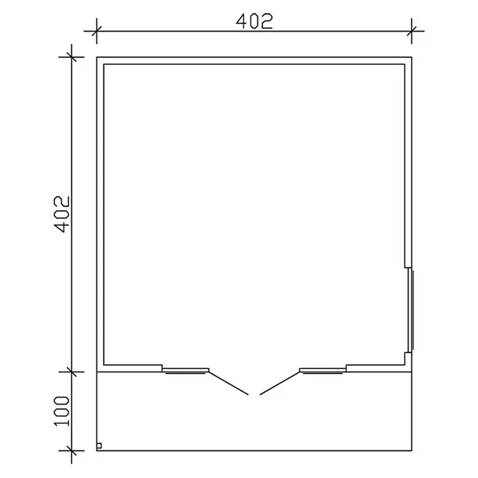 Skan Holz Gartenhaus Tokio 4 - B x T: 402 x 502 cm, Holz, 16,16 m², Doppelschalig, Natur - Skizze