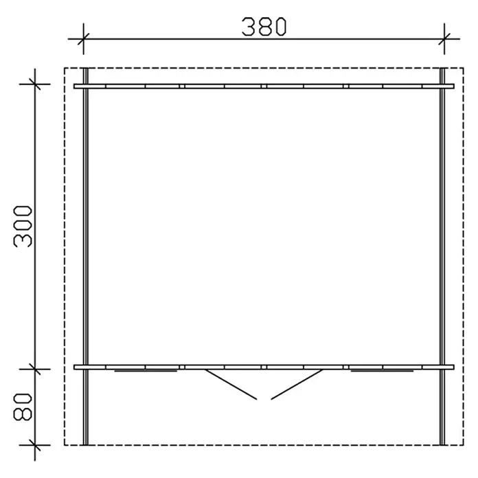 Skan Holz Gartenhaus Trondheim 1 - B x T: 420 x 400 cm, Holz, 11,4 m², Wandstärke: 45 mm - Skizze