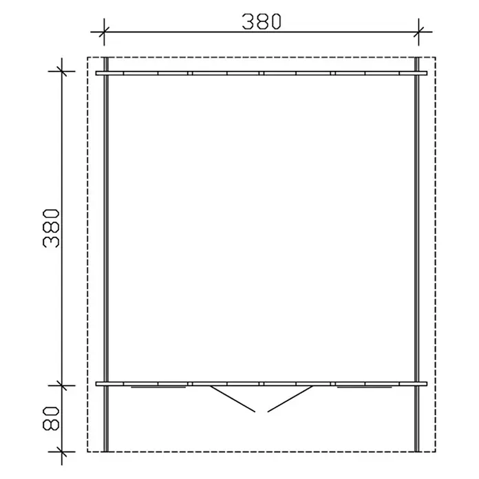 Skan Holz Gartenhaus Trondheim 2 - B x T: 420 x 480 cm, Holz, 14,44 m², Wandstärke: 45 mm - Skizze