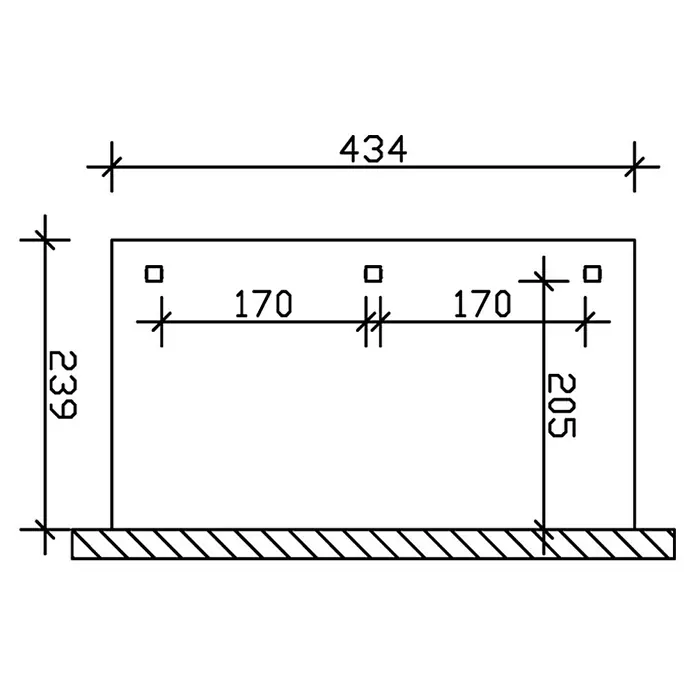 Skan Holz Terrassenüberdachung Venezia - L x T: 434 x 239 cm, Polycarbonat, Eiche Hell - Skizze