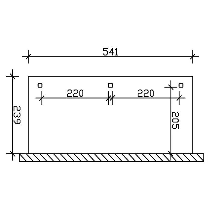 Skan Holz Terrassenüberdachung Venezia - L x T: 541 x 239 cm, Polycarbonat, Eiche Hell - Skizze