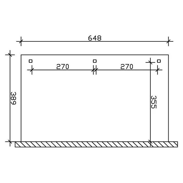 Skan Holz Terrassenüberdachung Venezia - L x T: 648 x 389 cm, Polycarbonat, Eiche Hell - Skizze