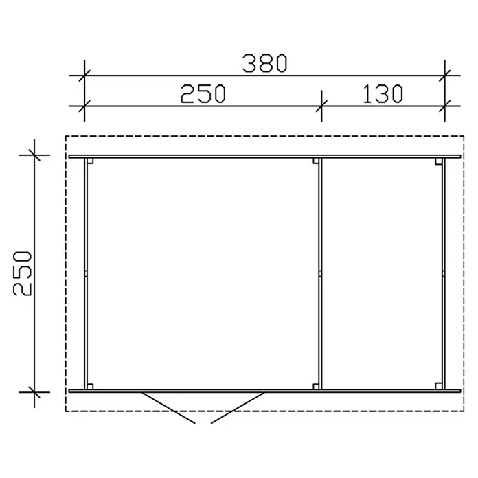 Skan Holz Gartenhaus Venlo 2 - B x T: 420 x 290 cm, Holz, 9,5 m², Schiefergrau - Skizze