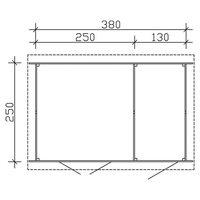 Skan Holz Gartenhaus Venlo 3 - B x T: 420 x 290 cm, Holz, 9,5 m², Wandstärke: 28 mm, Natur - Skizze