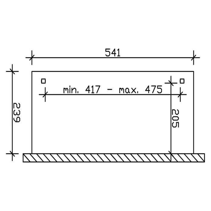 Skan Holz Terrassenüberdachung Verona - B x T: 541 x 239 cm, Fichtenholz, Weiß - Skizze