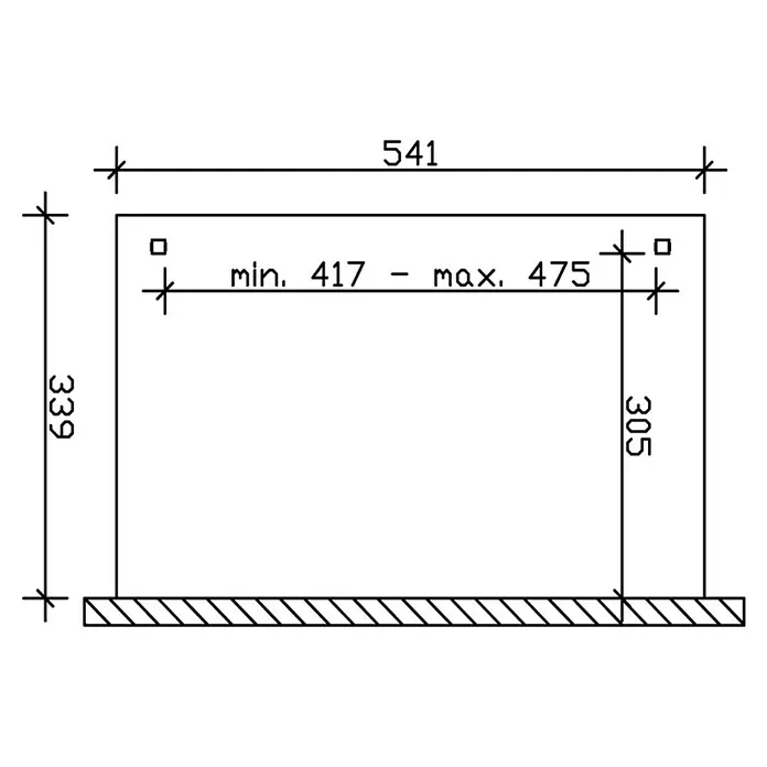 Skan Holz Terrassenüberdachung Verona - B x T: 541 x 339 cm, Fichtenholz, Weiß - Skizze