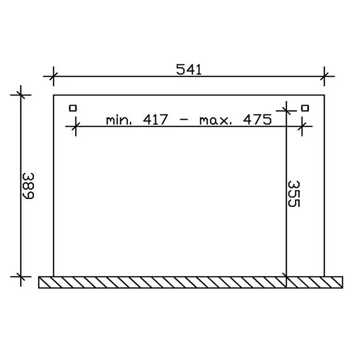 Skan Holz Terrassenüberdachung Verona - B x T: 541 x 389 cm, Fichtenholz, Schiefergrau - Skizze
