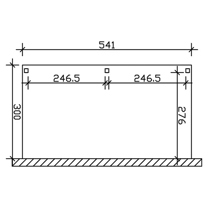 Skan Holz Carport Vogtland - L x B: 541 x 300 cm, Einfahrtshöhe: 213 cm, Nussbaum - Skizze