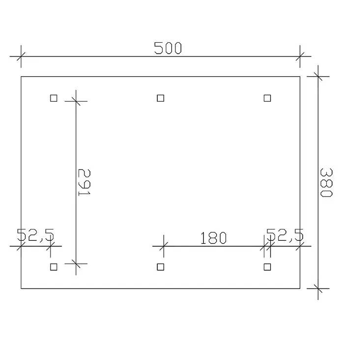 Skan Holz Carport Wallgau - L x B: 500 x 380 cm, Einfahrtshöhe: 215 cm, Farbe Dach: Schwarz - Skizze