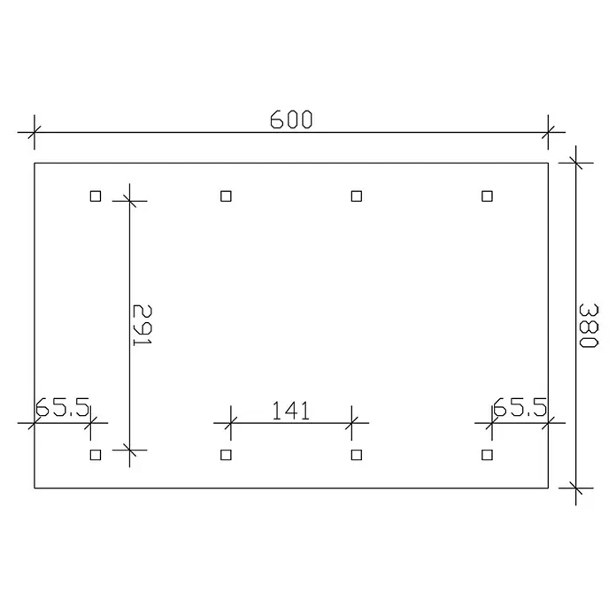 Skan Holz Carport Wallgau - L x B: 600 x 380 cm, Einfahrtshöhe: 215 cm, Nussbaum - Skizze