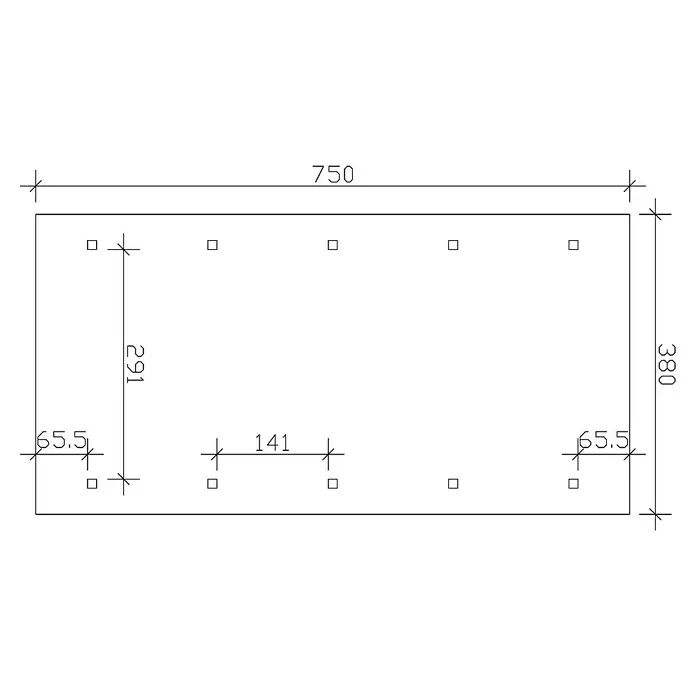 Skan Holz Carport Wallgau - L x B: 750 x 380 cm, Einfahrtshöhe: 215 cm, Farbe Dach: Rot - Skizze