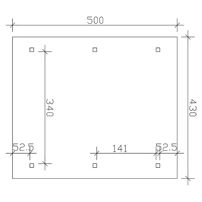 Skan Holz Carport Wallgau - L x B: 500 x 430 cm, Einfahrtshöhe: 215 cm, Nussbaum, Rote Bitumenschindeln - Skizze