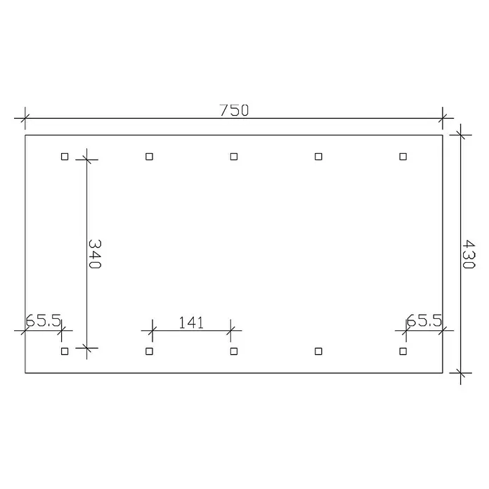 Skan Holz Carport Wallgau - L x B: 750 x 430 cm, Einfahrtshöhe: 215 cm, Grün, Dachlatten zur Eindeckung mit Dachziegeln - Skizze