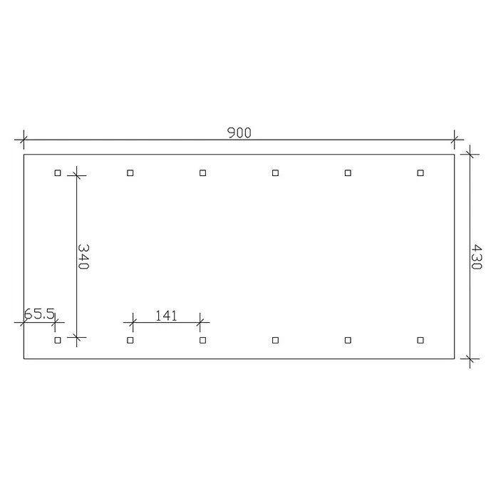Skan Holz Carport Wallgau - L x B: 900 x 430 cm, Einfahrtshöhe: 215 cm, Schiefergrau - Skizze