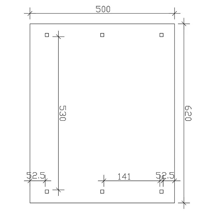 Skan Holz Doppelcarport Wallgau - L x B: 500 x 620 cm, Einfahrtshöhe: 215 cm, Nussbaum, Dachlatten zur Eindeckung mit Dachziegeln - Skizze