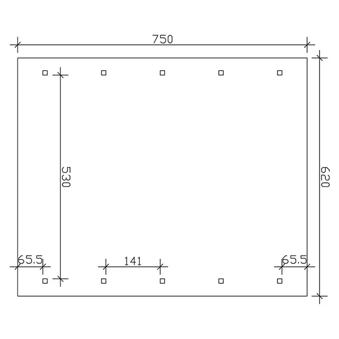 Skan Holz Doppelcarport Wallgau - L x B: 750 x 620 cm, Einfahrtshöhe: 215 cm, Farbe Dach: Schwarz - Skizze